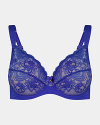Intrigue Contour Bra in DAZZLING BLUE. Flat lay front view
