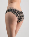 Model wears Seamless Jacquard Bikini in LEOPARD LOVER. On body back view