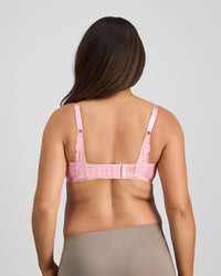 Model wears Bendon Nurture Maternity Bra in ICY PINK. On body back view