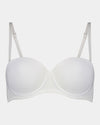 Body Basics Strapless Bra in WHITE. Flat lay front view