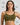 Model wears Bendon Breathe Contour Bra in DARK OLIVE/PINK. On body front view