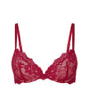 My Fit Lace Push Up Bra in JESTER RED. Flat lay front view