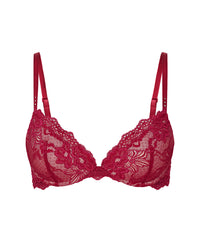 My Fit Lace Push Up Bra in JESTER RED. Flat lay front view