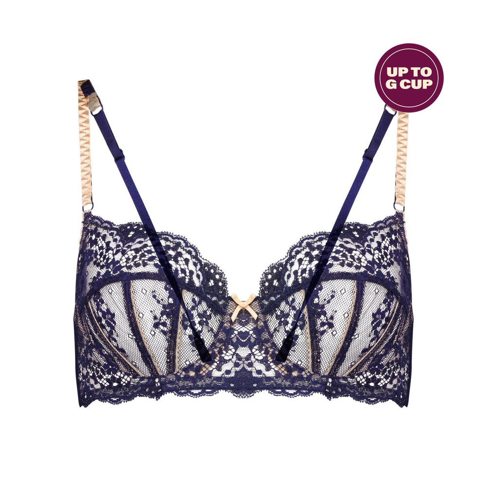 Sofia Underwire Bra in PEACOAT/BELLINI. Flat lay front view