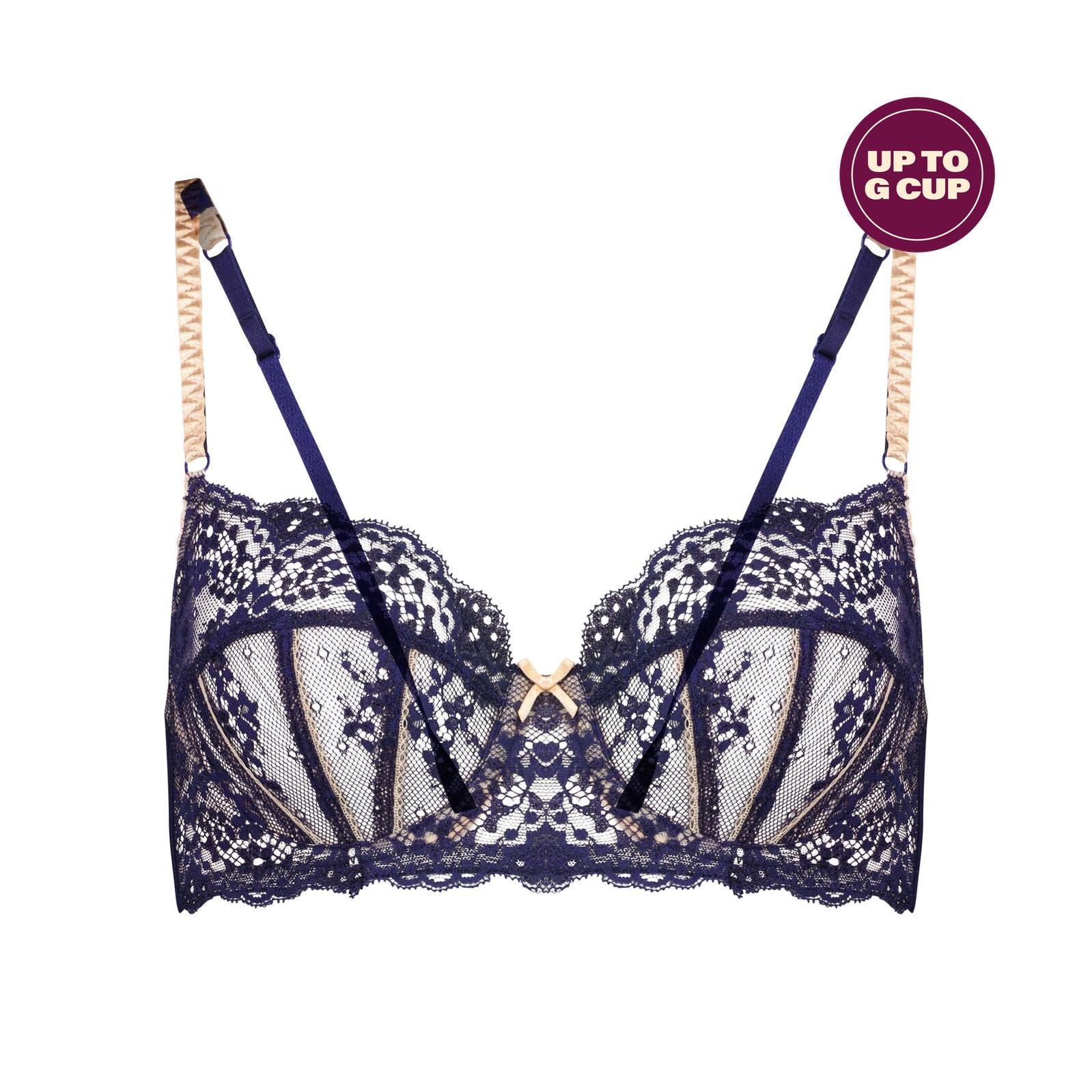 Sofia Underwire Bra in PEACOAT/BELLINI. Flat lay front view