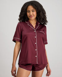 Holly Short Pj Set in FIG. Flat lay back view