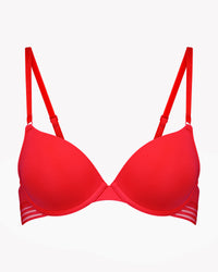 Stripe Elastic & Papertouch Push Up Bra in SALSA. Flat lay front view