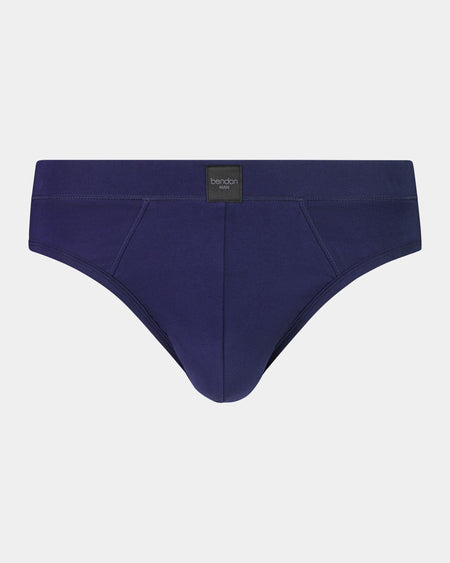 High Tech Cotton Mens Brief in PEACOAT. Flat lay front view