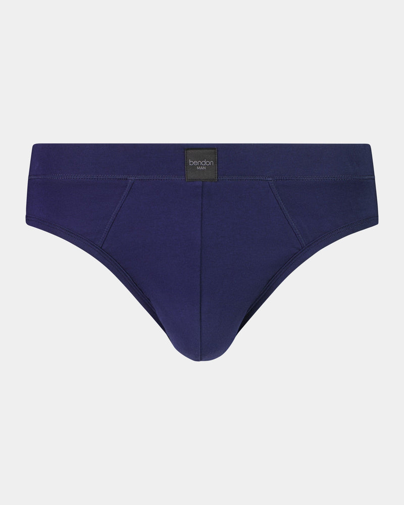 High Tech Cotton Mens Brief in PEACOAT. Flat lay front view