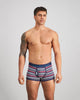 Bold Stripe Mens Trunk in PEACOAT/SALSA STRIPE. Feature shot