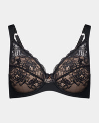 Intrigue Contour Bra in BLACK. Flat lay front view