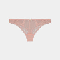 Giselle Thong in IMPATIENS PINK/GARDENIA. Flat lay front view