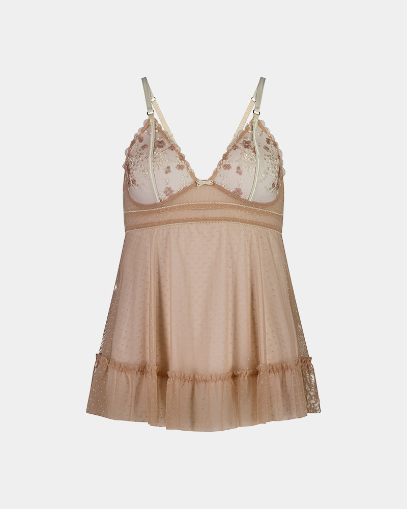 Flirt In Paradise Babydoll in SUGAR. Flat lay front view