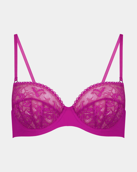 Inspire Me Underwire Bra in FANTASY FUCHSIA. Flat lay front view