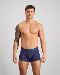 Retros Print Mens Trunk in INKY SPOT PRINT. Feature shot
