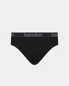 Cotton Texture Mens Brief in BLACK. Flat lay front view