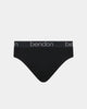 Cotton Texture Mens Brief in BLACK. Flat lay front view