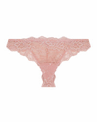 My Fit Lace Thong in EVENING SAND. Flat lay front view