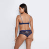 Model wears Zoe Thong in ECLIPSE BLUE/COPEN BLUE. On body back view