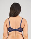 Model wears Eternal Underwire Bra in Medieval Blue. On body back view