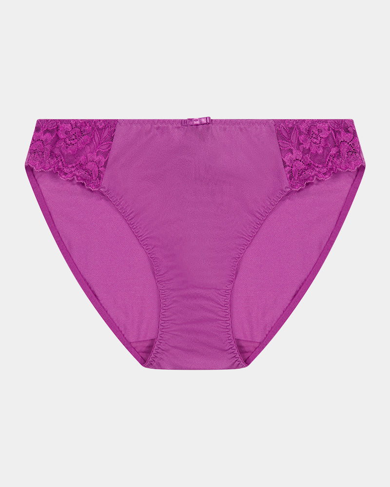 Model wears Baroque Bikini in RADIANT ORCHID. On body front view