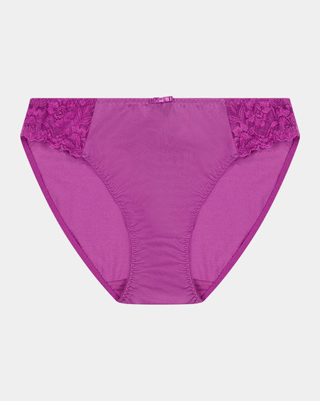 Model wears Baroque Bikini in RADIANT ORCHID. On body front view