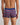 Model wears Bold Stripe Mens Trunk in MEDIEVAL/GARNET STRIPE. On body back view