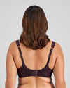 Model wears Perfect Lines Contour Bra in PLUM PERFECT. On body back view