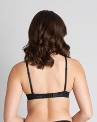 Model wears Chloe Underwire Bra in BLACK. On body back view