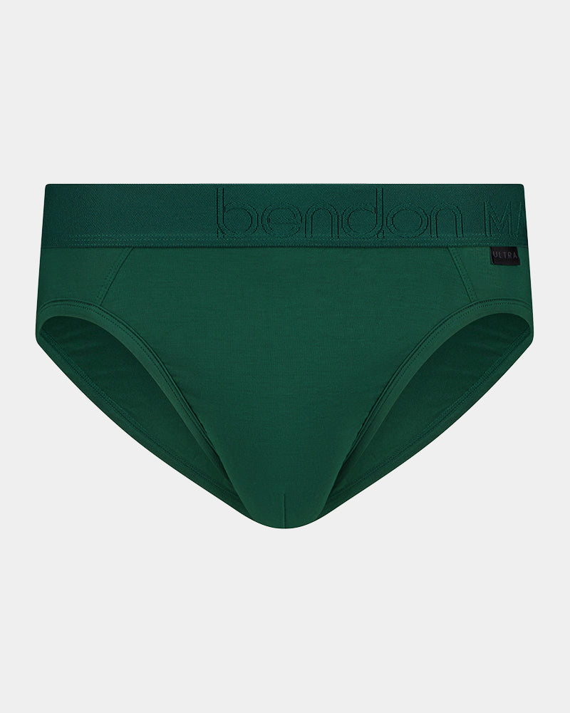Bamboo Mens Brief in RAIN FOREST. Flat lay front view