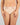 Model wears Laurel High Cut Brief in LATTE. On body front view