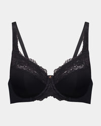 Laurel Underwire Bra in BLACK. Flat lay front view