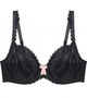 Ece Queen Underwire Bra in BLACK/SOFT PINK. Flat lay front view