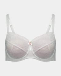 Muse Underwire Bra in WHITE. Flat lay front view