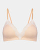 Nikki Wire Free Bra in SPANISH VILLA/WHITE. Flat lay front view