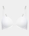 Model wears Body Basics Push Up Bra in WHITE. On body front view