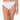 Model wears Coral High Cut Brief in WHITE. On body front view