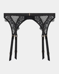 Bianca Nera Suspender in BLACK. Flat lay front view