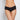Model wears Lace Trim Brazilian in BLACK. On body front view