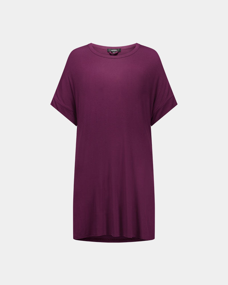Belle Bamboo Nightie in FIG. Flat lay front view