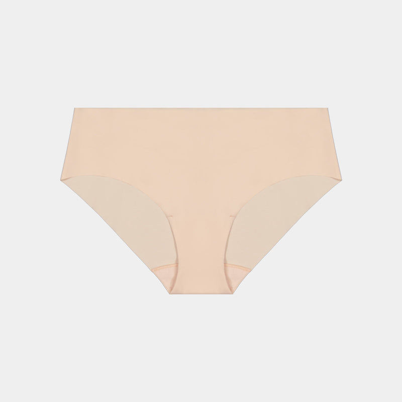 No Show Bikini in LATTE. Flat lay front view