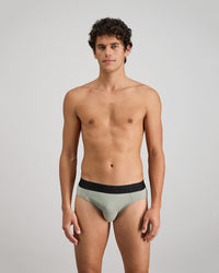 Everyday Essential Mens Brief in ICEBERG GREEN. Flat lay back view