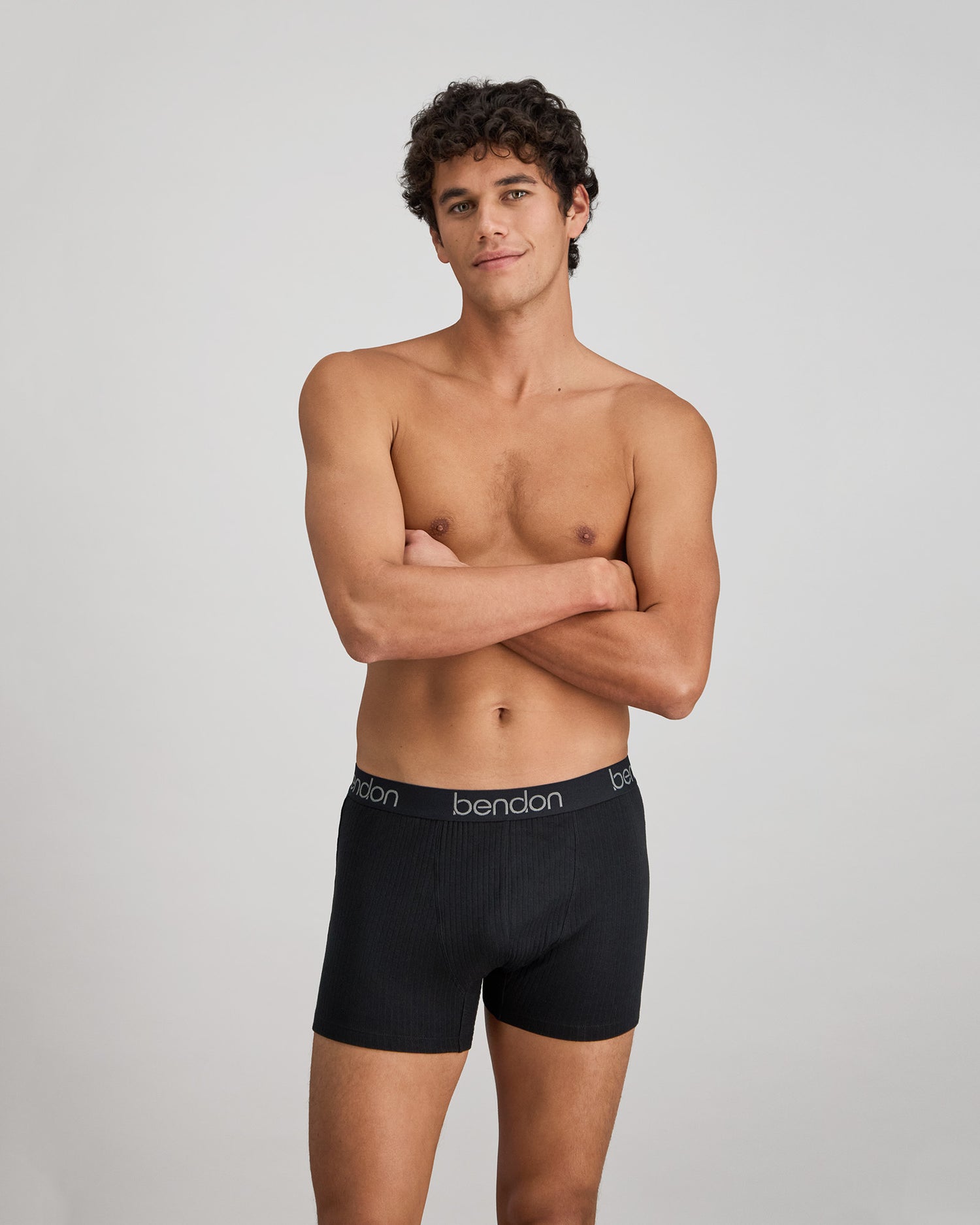 Cotton Texture Mens Trunk in BLACK. Feature shot