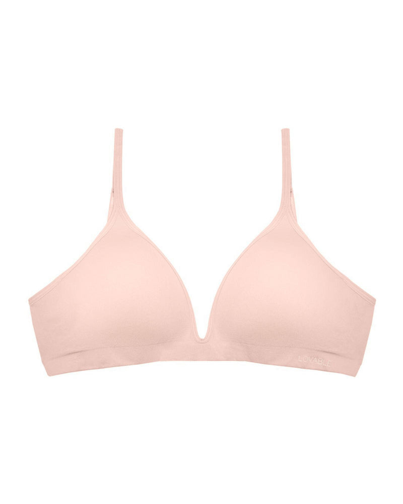 Simply Seamless Wire Free Bra in SILVER PINK. Flat lay front view