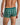 Model wears Retros Print Mens Trunk in RAIN FOREST GRID PRINT. On body back view