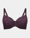 Hazel Underwire Bra in PLUM PERFECT. Flat lay front view