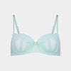 Giselle Contour Bra in BLUE LIGHT/WHITE. Flat lay front view