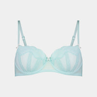 Giselle Contour Bra in BLUE LIGHT/WHITE. Flat lay front view