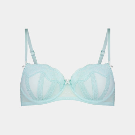 Giselle Contour Bra in BLUE LIGHT/WHITE. Flat lay front view