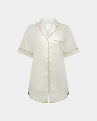 Holly Short PJ in IVORY. Flat lay front view